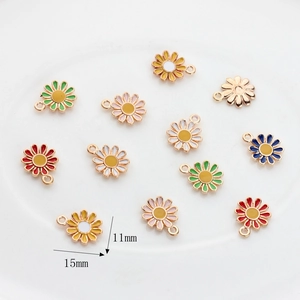 Colorful enamel daisy flower alloy charms for DIY jewelry making in multiple colors