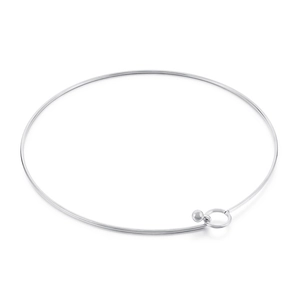 Collana girocollo minimalista in acciaio inossidabile argento con chiusura a sfera