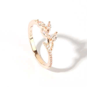 Anello ramo elegante in oro rosa con pietre marquise e marchio argento S925