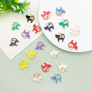 Colorful enamel cat charms made of alloy for jewelry making and DIY accessories