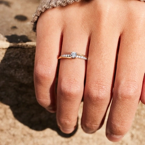 S925 sterling silver rose gold double row diamond ring with twisted band for women