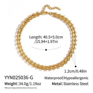 Detail showing heavy duty gold stainless steel link chain with waterproof specifications