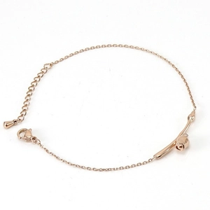 Close-up of rose gold tulip bracelet with adjustable chain and lobster clasp