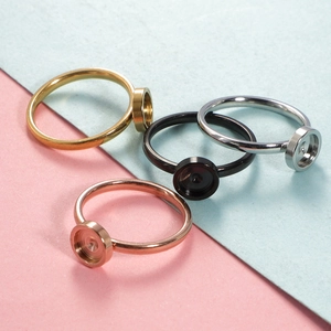 DIY 17mm stainless steel ring base with round setting in gold silver black and rose gold