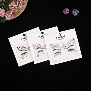 Bijoux de visage strass autocollants en rouge, rose et irisé pour maquillage de fête