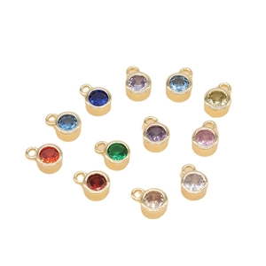 14k gold plated 5mm birthstone pendants with A-grade zircon for DIY jewelry making