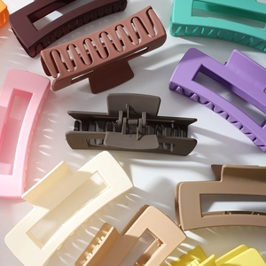 Matte square claw clips for women in assorted Morandi colors for thick hair styles
