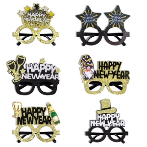 Happy New Year Party Glasses Glitter Plastic Frame Photo Props Celebration Festive Decorations For Kids And Adults