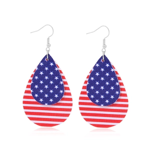 Pendientes de gota con la bandera de EE. UU. en azul rojo y blanco para mujeres