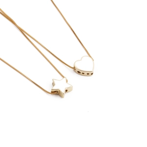 Heart Star Pendant Necklace Copper Real Gold Plated Geometric Elegant Minimalist Jewelry Gift For Women