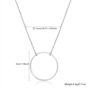 Guide des tailles collier cercle argent, chaîne de 37+5cm et pendentif de 3cm