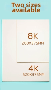 Comparison of 4K and 8K white sketch paper sizes on a blue background