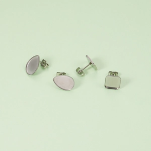 Stainless Steel Earring Stud Settings Blank Base Trays Water Drop Square Shapes For DIY Jewelry Making With Earring Post