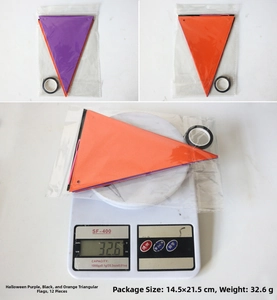 Detailed weight measurement of 12pcs purple black orange Halloween triangle pennant banners