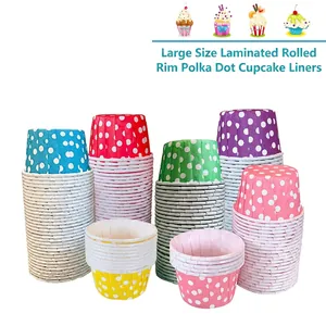 Pirottini per cupcake a pois colorati con bordi arrotolati per la cottura muffin