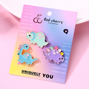 Cute Cartoon Dinosaur Enamel Brooch Pin Set For Women Girls Zinc Alloy Drip Oil Triceratops Stegosaurus Lapel Pin Jewelry Gift