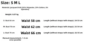 Tableau des tailles détaillé pour le débardeur sexy en maille jacquard avec composition