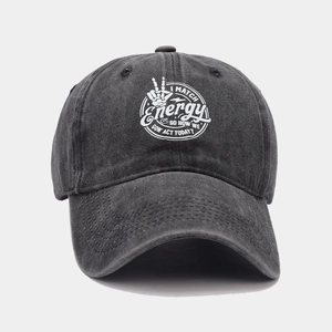 Casquette de baseball gris anthracite délavé vintage avec graphique peace et lettrage
