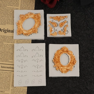 4-piece vintage baroque frame silicone mold set for fondant cake and chocolate DIY