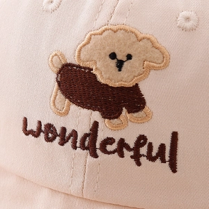 Casquette enfant brodée chiot mignon avec lettres wonderful et bord en tissu souple