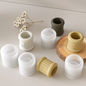 Cylindrical anchor and clover striped resin silicone molds for DIY candle holders