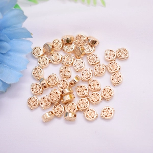 14K gold plated hollow floral pattern flat spacer beads for DIY jewelry making