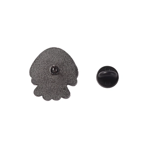 Marine animal enamel pin back with black matte metal finish and rubber clutch fastener
