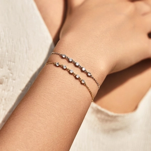 Eleganti bracciali in argento sterling S925 oro e argento con zirconi scintillanti