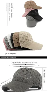 Dettagli dimensionali del cappello a rete traspirante con visiera da 8,5 cm e regolabile