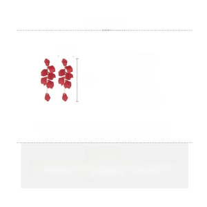Detailed size and material chart for red acrylic rose petal tassel earrings