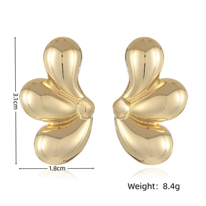 Polished gold-plated waterdrop earrings featuring minimalist 3.1cm fluid geometric design