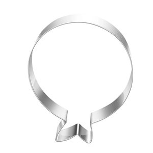 Macro shot of silver stainless steel cookie cutter in a balloon shape for baking
