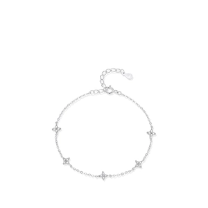 925 Sterling Silver Clover Bracelet For Women Elegant Rhinestone Inlaid Adjustable Link Chain Bracelet Fine Jewelry Gift