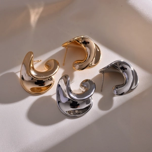 Französisch Retro Verdrehte C-Form Kupfer Ohrstecker Für Damen Minimalistische Geometrische Metall Ohrringe Gold Silber Plated Schmuck