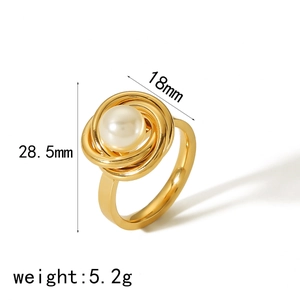 Detailed view of pearl flower earrings in gold finish with size and weight dimensions