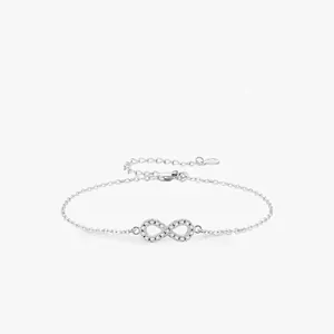 Infinity Bracelet 925 Sterling Silver Moissanite D Color VVS1 Pave Adjustable Chain Minimalist Jewelry For Women
