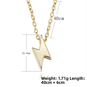 Detailed size specifications for lightning bolt pendant necklace in gold finish
