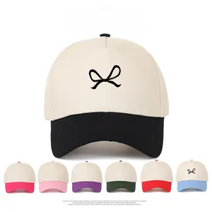 Multi-color truck caps with bow embroidery showing various color options in detail