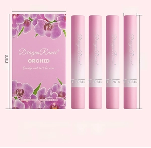 Dimensioni dettagliate del set da 4 rossetti opachi con confezione di orchidee