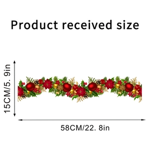 Dimensions du sticker mural de Noël 15x58cm avec ornements festifs et pommes de pin