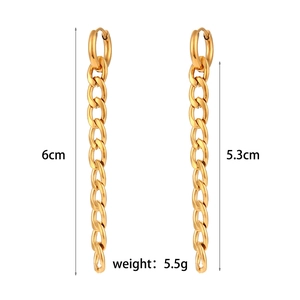 Boucles d'oreilles minimalistes en acier inoxydable doré à longue chaîne Figaro de 6cm