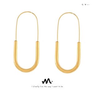 Minimalist Paperclip U-Shape Earrings Titanium Steel Gold Plated Geometric Jewelry For Women