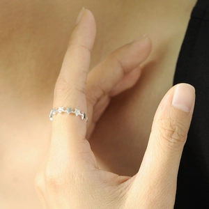 Silver star zircon open ring with micro-paved crystal stars for women