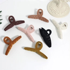 Set of minimalist velvet flocking shark hair clips in assorted autumn colors for women
