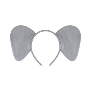 Cute gray plush elephant ear headband for kids with soft texture on a white background