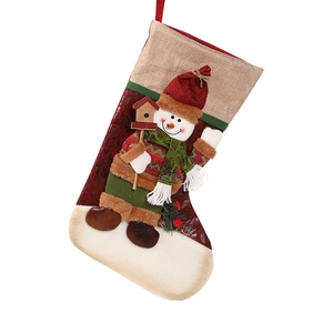 Festive Christmas stocking featuring a 3D snowman character in red and white fabric