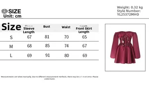 Tableau des tailles détaillé pour mini-robe satinée à épaules dénudées avec mesures
