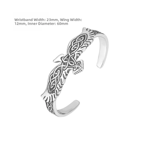 Vue détaillée du bracelet jonc aigle vintage montrant la largeur 23 mm et diamètre 60 mm