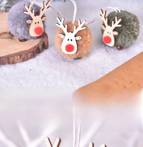 Noël Renne Pompon Suspendu Ornement Peluche Mignon Cerf Pendentif Fête Décoration