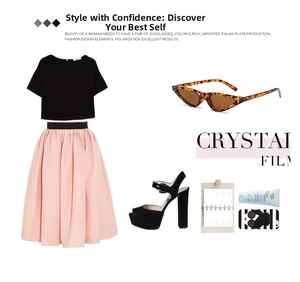 Flat lay of retro cat eye sunglasses with leopard frame and chic summer outfit